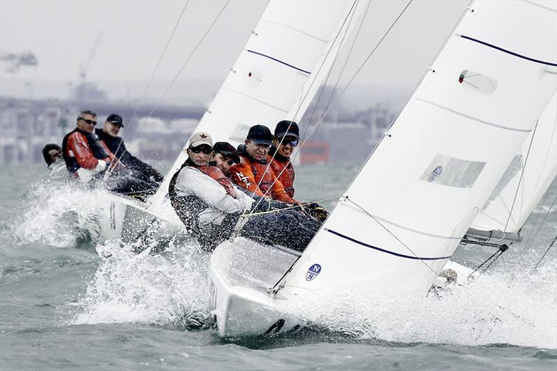 Iron Lotus lead the way to the top mark for the second time in the first race of the day photo copyright Alex McKinnon Photography taken at Royal Brighton Yacht Club and featuring the Etchells class