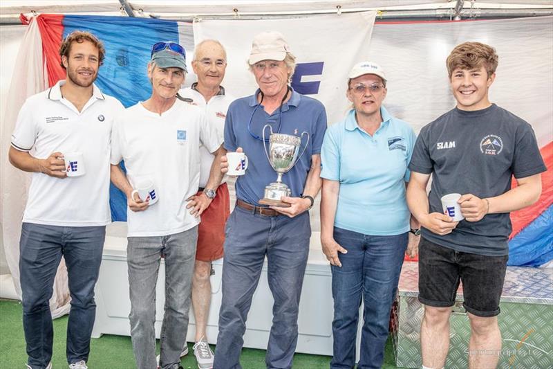 Gonçalo Ribeiro / Richard Parslow (David Franks Class Captain) Lawrie Smith / Gill Smith (PRO) and Will Heritage British Etchells Champions 2018 photo copyright www.sportography.tv taken at Royal London Yacht Club and featuring the Etchells class