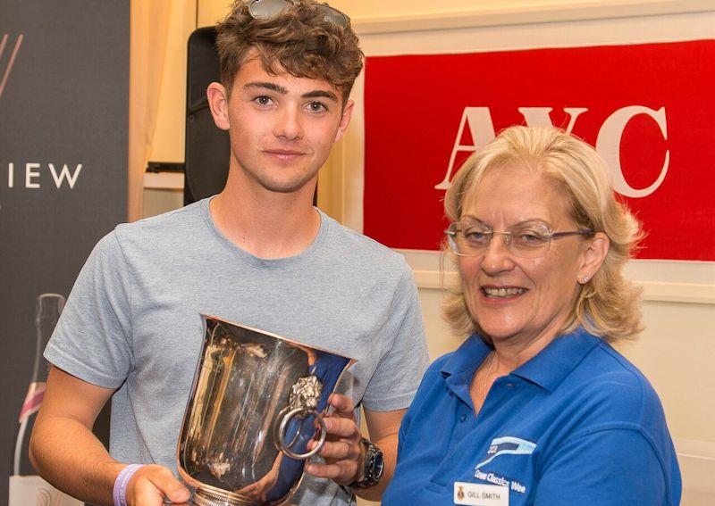 William Bedford collects the Martin and Stella Sharp Trophy for the Etchells Class at Cowes Classics Week photo copyright Tim Jeffreys Photography taken at Royal London Yacht Club and featuring the Etchells class