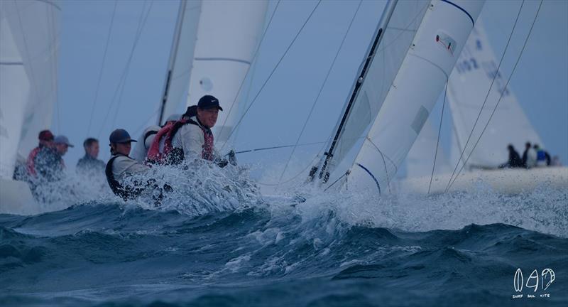 On heavier days, the Etchells is one wet boat! - photo © Mitchell Pearson / SurfSailKite