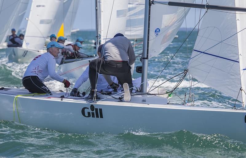 Noel Drennan, Billy Merrington and Lewis Brake on Les Freaks Sont Chic on day 3 of the Etchells Australian Championship photo copyright John Curnow taken at Royal Queensland Yacht Squadron and featuring the Etchells class