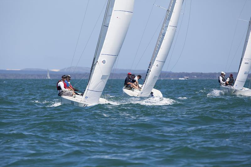 Close racing is assured with Etchells and what a location - Moreton Bay in Brisbane - on day 4 of the Etchells Australian Championship photo copyright John Curnow taken at Royal Queensland Yacht Squadron and featuring the Etchells class