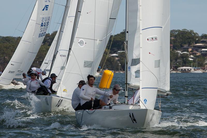 The fleet enjoys some stronger breeze in Race Seven photo copyright Alex McKinnon Photography taken at Gosford Sailing Club and featuring the Etchells class