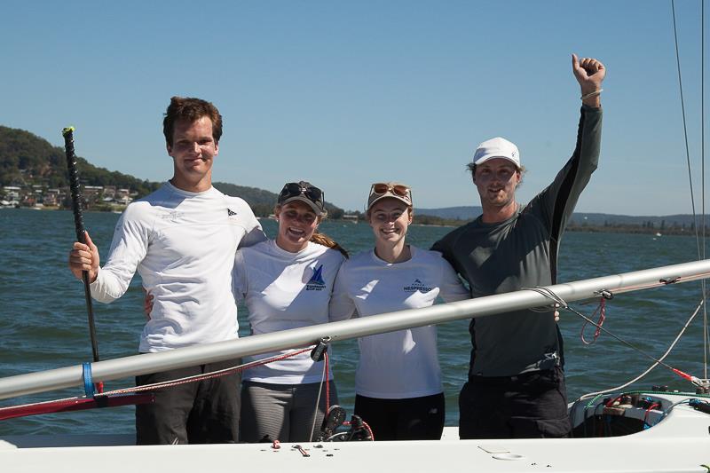 Winners of race 8 Skipper William Dragaville crew Sarah Parker, Jess Angus and Josh Marks on Grand V. Well done photo copyright Alex McKinnon Photography taken at Gosford Sailing Club and featuring the Etchells class