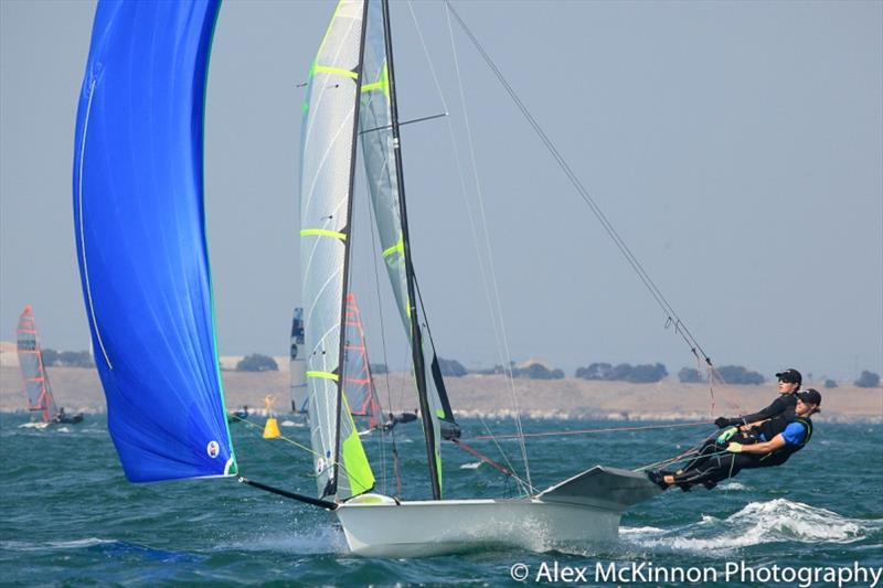 Sic Em Rex skippered by Oliver Manton and crewed by Jack Lloyd from Royal Geelong Yacht Club on the way to the finish of race 3 - Etchells and 9er Championship, Day 1 - photo © Alex McKinnon Photography