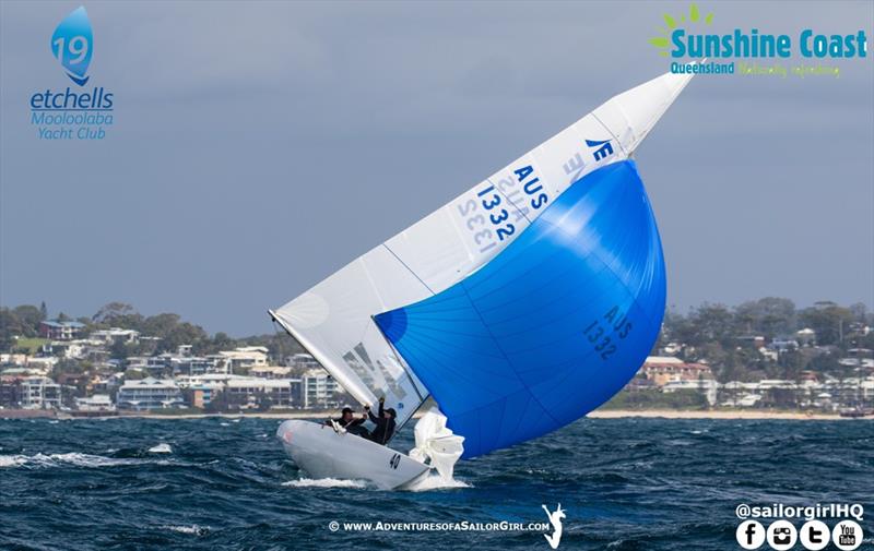 Peter Merrington 1332 leading race 1 - Etchells Australasians photo copyright Nic Douglass / www.AdventuresofaSailorGirl.com taken at Mooloolaba Yacht Club and featuring the Etchells class