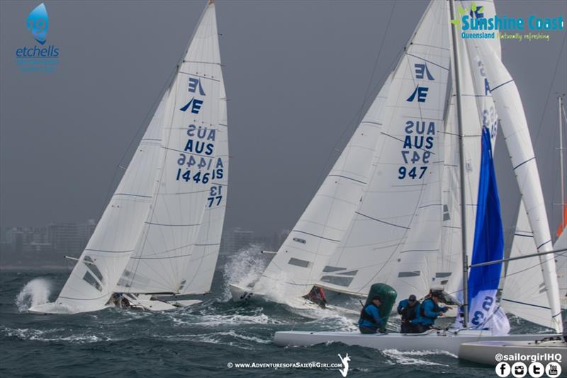 Breeze on in race three - Etchells Australasians photo copyright Nic Douglass / www.AdventuresofaSailorGirl.com taken at Mooloolaba Yacht Club and featuring the Etchells class