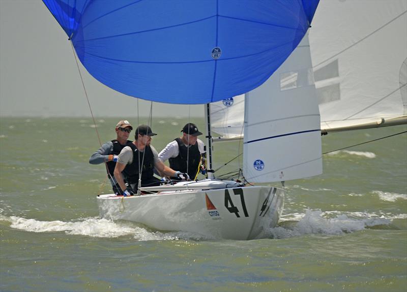 Tom Slingsby on the bow, James Mayo on the Main, and Graeme Taylor with the tiller of Magpie photo copyright 2019 Etchells World Championship taken at Corpus Christi Yacht Club and featuring the Etchells class