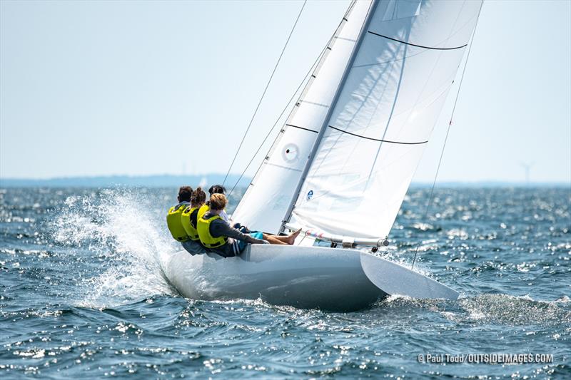 Bradley Adam steers upwind on the second race of the day at the Helly Hansen NOOD Regatta at Marblehead Race Week. Adam and his teammates are part of a publicly-funded program supporting youth sailing teams with international aspirations photo copyright Paul Todd / Outside Images / NOOD taken at Boston Yacht Club and featuring the Etchells class