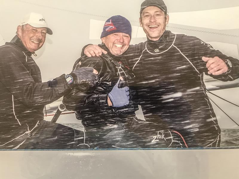 After crossing the line with Paul Blowers and Ben Lamb., final race in 25-30knots to win the 2016 World Etchells championships, Cowes, UK. - photo © Alex Irwin / www.sportography.tv