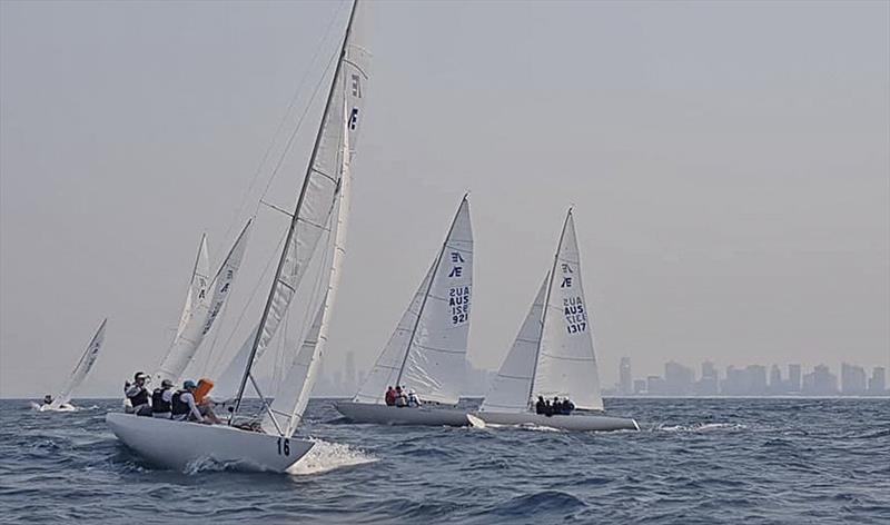 Around the weather mark in the delightful, if smoky, conditions. - photo © Southport Yacht Club