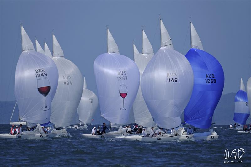 Tim Patton on the left and Bill Steele on the right during the 2018 Etchells World Championship. - photo © Mitch Pearson / Surf Sail Kite