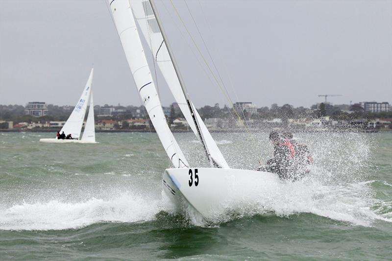 Busting through with Flying High. - 2020 Etchells Australian Championship day 4 photo copyright John Curnow taken at Royal Brighton Yacht Club and featuring the Etchells class