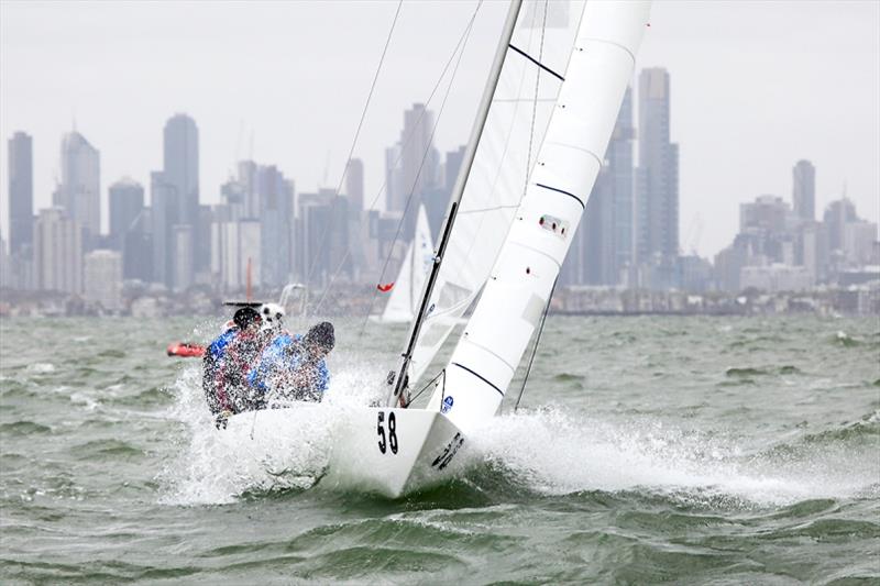 Madness from Hong Kong will remember this regatta – Charlie Manzoni, Charlie Boag, Kevin Crandall and Violet Fung. - 2020 Etchells Australian Championship day 4 photo copyright John Curnow taken at Royal Brighton Yacht Club and featuring the Etchells class