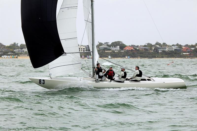 Kirwan Robb, Rodney Muller, Brett Taylor and young Josh Garner on Triad. - 2020 Etchells Australian Championship day 4 photo copyright John Curnow taken at Royal Brighton Yacht Club and featuring the Etchells class