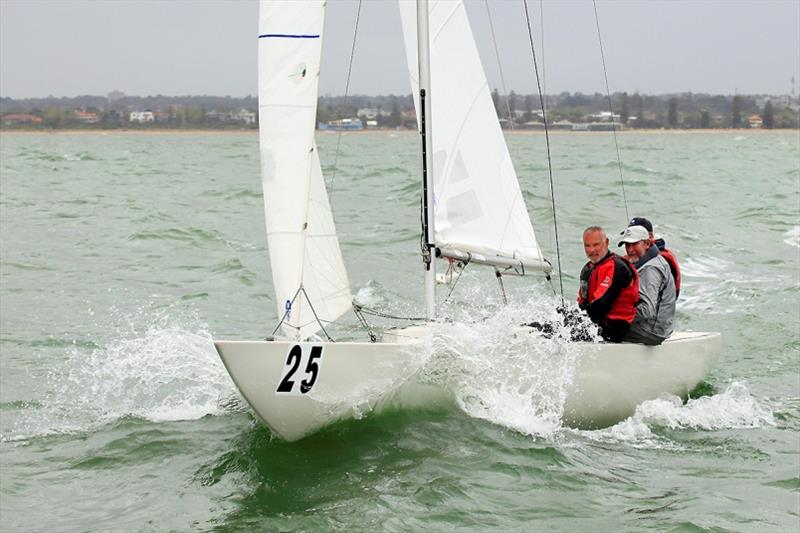 Walk on Water – you did not need to – it came to you! Brett heath, Glenn Norton, Andrew Poulton - 2020 Etchells Australian Championship day 4 photo copyright John Curnow taken at Royal Brighton Yacht Club and featuring the Etchells class