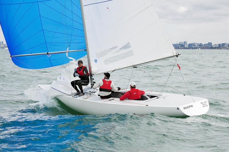 Magpie won Race Six, and the championship. Graeme Taylor, James Mayo and Tom Slingsby - 2020 Etchells Australian Championship, final day photo copyright John Curnow taken at Royal Brighton Yacht Club and featuring the Etchells class