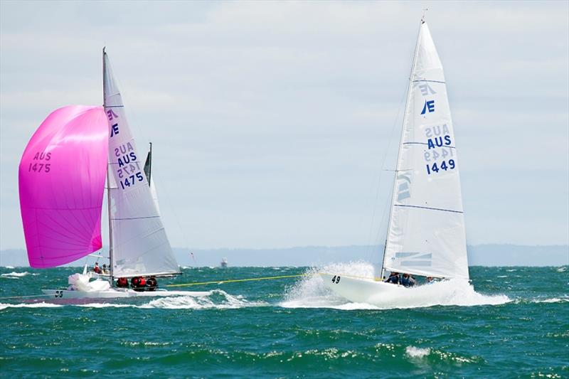 Apart from Magpie, Lisa Rose won the race to the crane. - 2020 Etchells Australian Championship, final day photo copyright John Curnow taken at Royal Brighton Yacht Club and featuring the Etchells class