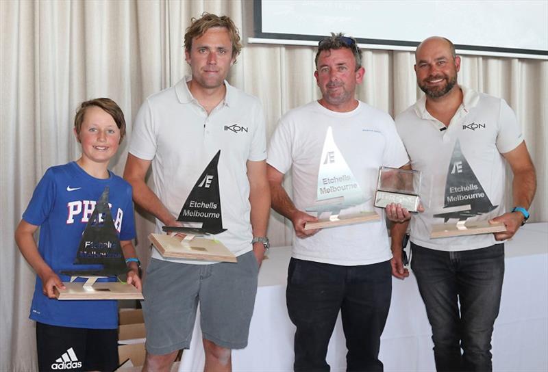 Kirwan Robb, Rodney Muller, Brett Taylor and young Josh Garner on Triad, who won the Corinthian Division photo copyright John Curnow taken at Royal Brighton Yacht Club and featuring the Etchells class