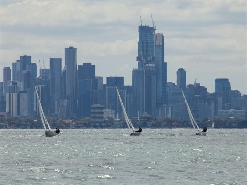 At one stage, all the fleet was on Port tack heading out from the CBD, as if someone had hit a switch. - Etchells Victorian Championship 2020 photo copyright John Curnow taken at Royal Brighton Yacht Club and featuring the Etchells class