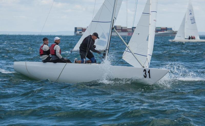 The Cure set up for the spinnaker hoist as the head for the clearance mark. - Etchells Victorian Championship 2020 photo copyright John Curnow taken at Royal Brighton Yacht Club and featuring the Etchells class