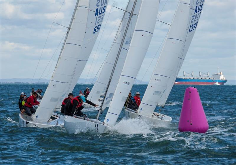 It is always busy at the weather mark - Etchells Victorian Championship 2020 photo copyright John Curnow taken at Royal Brighton Yacht Club and featuring the Etchells class