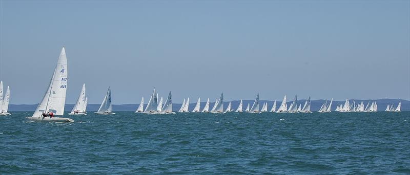 94 Boats get under way during racing for the 2018 Etchells World Championship staged out of RQYS (Brisbane). - photo © John Curnow