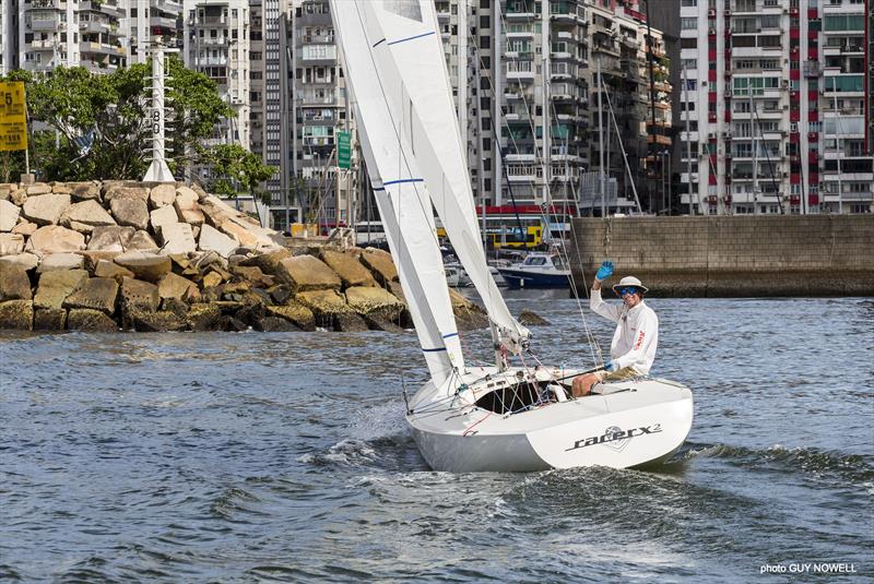 4h 10m 7s. Mark Thornburrow finishes first. Hong Kong ATI Solo 2020 photo copyright Guy Nowell taken at  and featuring the Etchells class