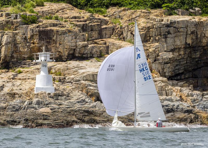 Jamie McWilliam, Ap Lei Chau beacon. Hong Kong ATI Solo 2020 photo copyright Guy Nowell taken at  and featuring the Etchells class
