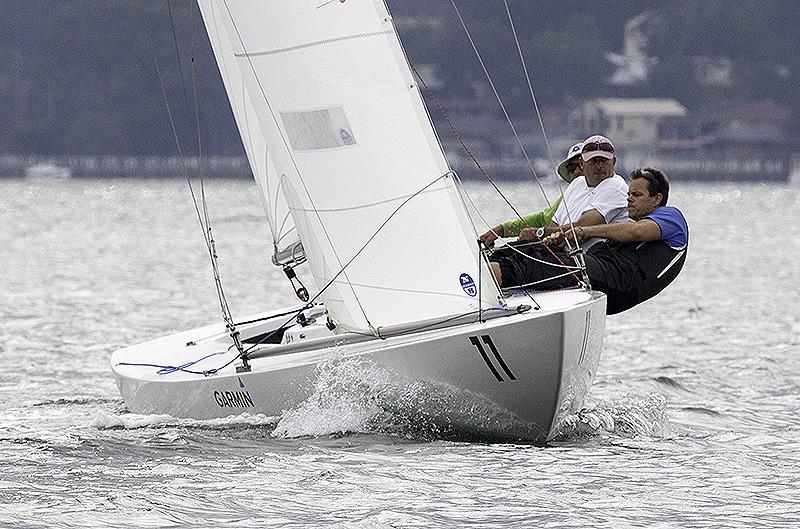 Michael Coxon driving No Star back in 2014 at the NSW Etchells State Championship at Gosford photo copyright John Curnow taken at Gosford Sailing Club and featuring the Etchells class