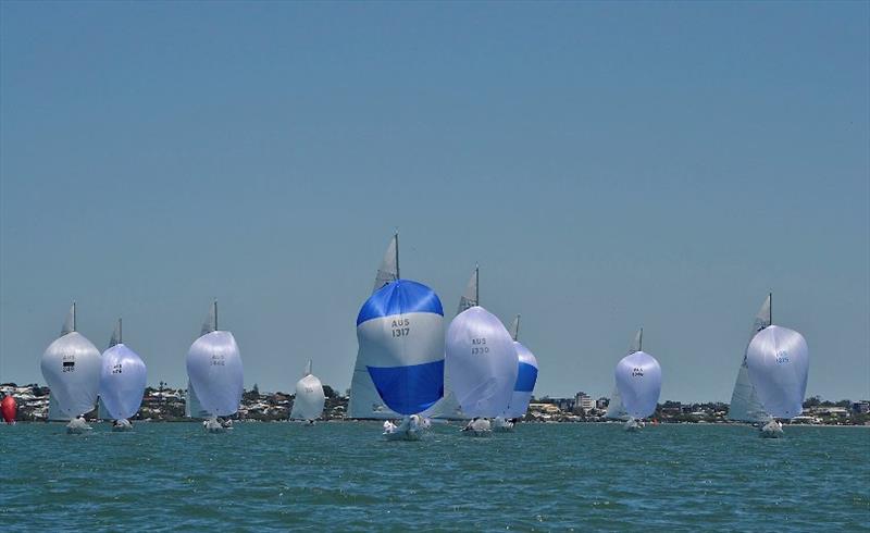 Part of the fleet coming back downwind. - Etchells Queensland State Championship 2020 photo copyright Emily Scott Images taken at Royal Queensland Yacht Squadron and featuring the Etchells class