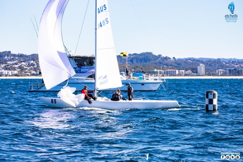 Merrington wins Race 2 - Etchells Australian Nationals, day 1 photo copyright Nic Douglass / www.AdventuresofaSailorGirl.com taken at Mooloolaba Yacht Club and featuring the Etchells class