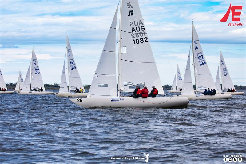 Lucy leading at the Etchells Australian Championship photo copyright Nic Douglass @sailorgirlhq taken at Metung Yacht Club and featuring the Etchells class