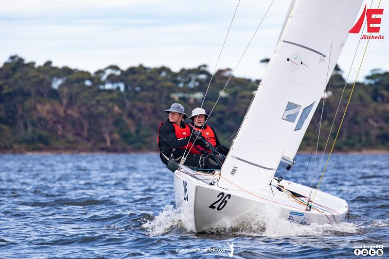 Coming into the top mark the final time - Lucy AUS1082 at the Etchells Australian Championship photo copyright Nic Douglass @sailorgirlhq taken at Metung Yacht Club and featuring the Etchells class