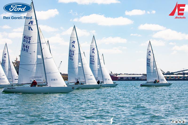 Jukes of Hazzard AUS882 off to a good start in Race 1 - Etchells Victorian State Championship 2022 photo copyright Nic Douglass @sailorgirlhq taken at Royal Geelong Yacht Club and featuring the Etchells class