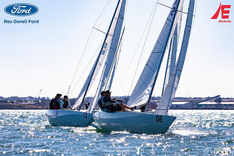 Shoulda Gone Left and Tango were first and second in Race 2 - Etchells Victorian State Championship 2022 photo copyright Nic Douglass @sailorgirlhq taken at Royal Geelong Yacht Club and featuring the Etchells class
