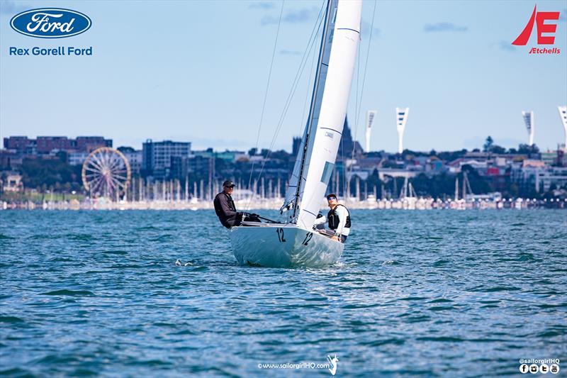 Tango AUS1466 with Geelong behind - Etchells Victorian State Championship 2022 photo copyright Nic Douglass @sailorgirlhq taken at Royal Geelong Yacht Club and featuring the Etchells class