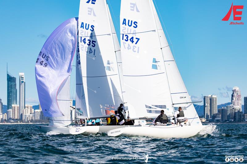 Tight at the top - 2022 Gold Coast and Australasian Etchells Championship photo copyright Nic Douglass @sailorgirlhq taken at  and featuring the Etchells class
