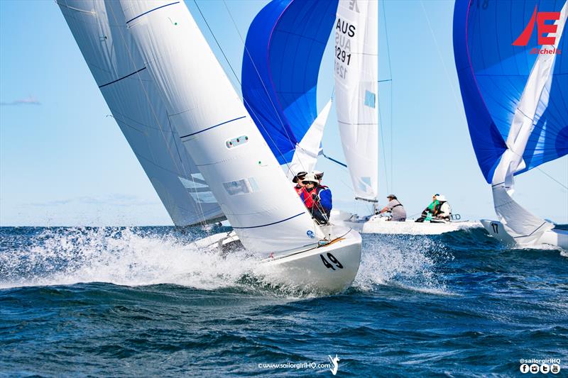 Rebound approaching the top mark - 2022 Gold Coast and Australasian Etchells Championship photo copyright Nic Douglass @sailorgirlhq taken at  and featuring the Etchells class