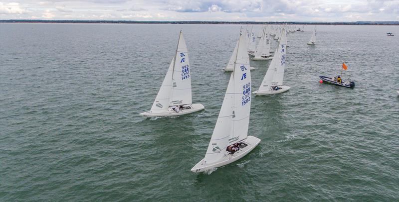 Lawrie Smith's Mila away at the pin end photo copyright PKC Media taken at Royal Yacht Squadron and featuring the Etchells class