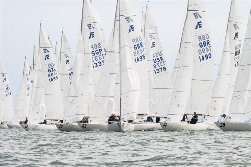 Centre - Grant Gordon's Louise Racing (GBR 1495) on 2022 International Etchells Worlds day 4 photo copyright PKC Media taken at Royal Yacht Squadron and featuring the Etchells class