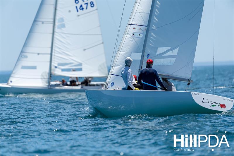 Martin Hill's Lisa Rose sits in second overall - 2023 Australian Etchells Championship photo copyright Jack Fletcher taken at Cruising Yacht Club of South Australia and featuring the Etchells class