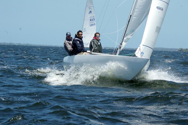 The crew of 1242 flew their yacht across the waves on Lake King, Metung photo copyright Jeanette Severs taken at Metung Yacht Club and featuring the Etchells class