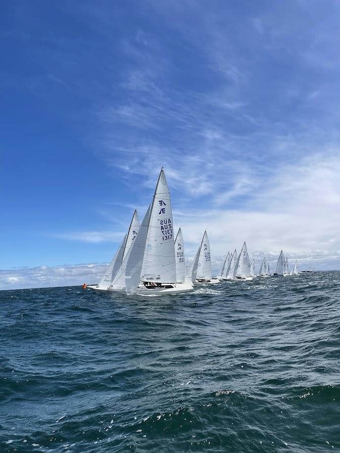 The line up on day two of the Etchells Victorian State Championship photo copyright Laura Thomson / RBYC taken at Royal Brighton Yacht Club and featuring the Etchells class