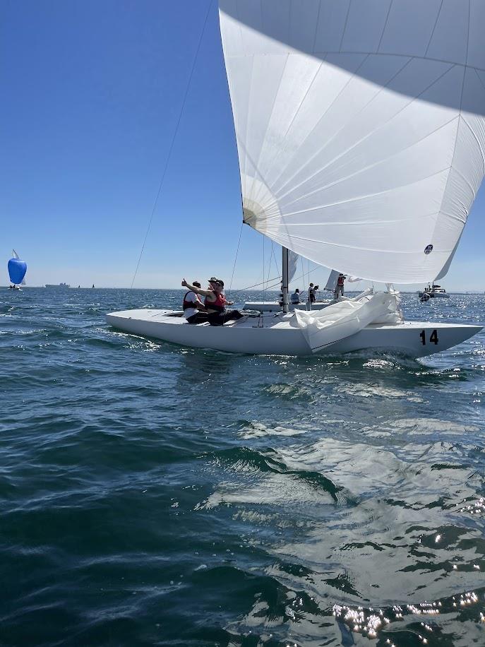 Thumbs up from Ben Lamb on board with Fumanchu2 as they take the win on day three of the Etchells Victorian State Championship photo copyright Laura Thomson / RBYC taken at Royal Brighton Yacht Club and featuring the Etchells class