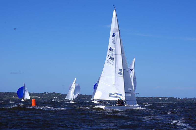 Elusive sails around the leeward gate in high seas - Etchells Victorian Championship 2024 photo copyright Jeanette Severs taken at Metung Yacht Club and featuring the Etchells class