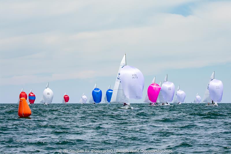 DanEgerous leading the fleet - Etchells World Championship 2025 day 1 - photo © Nic Douglass @sailorgirlHQ