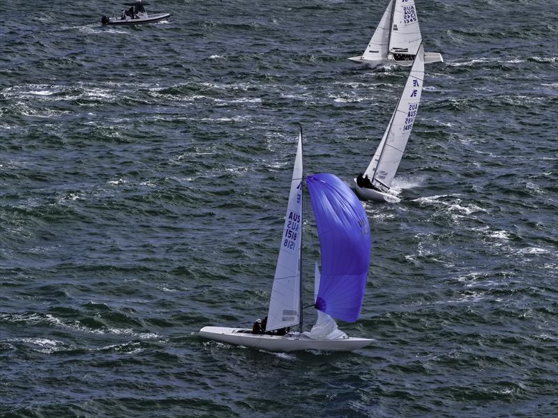 JC Strong managed to win a race even though sailing light - Etchells Victorian State Championship 2026 photo copyright Terry Calley for Hippodrone taken at Royal Brighton Yacht Club and featuring the Etchells class