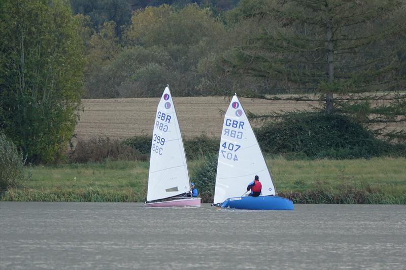 Tim Laws (407) takes on Steve Cockerill (399) in the last race of the Europe Inlands at Haversham photo copyright Sue Johnson taken at Haversham Sailing Club and featuring the Europe class