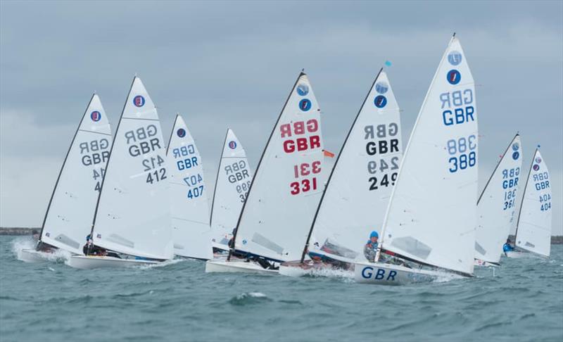 Start of Race 1 on Day 1 at the 2021 UK Europe National Championships - photo © Linus Etchingham